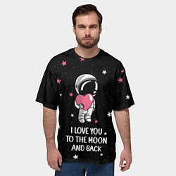 Футболка оверсайз мужская I LOVE YOU TO THE MOON AND BACK КОСМОС, цвет: 3D-принт — фото 2