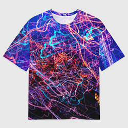 Футболка оверсайз мужская Красочный неоновый паттерн Импрессионизм, цвет: 3D-принт