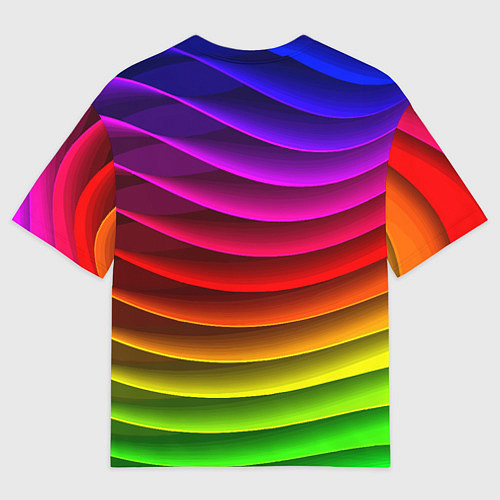 Мужская футболка оверсайз Color line neon pattern Abstraction Summer 2023 / 3D-принт – фото 2