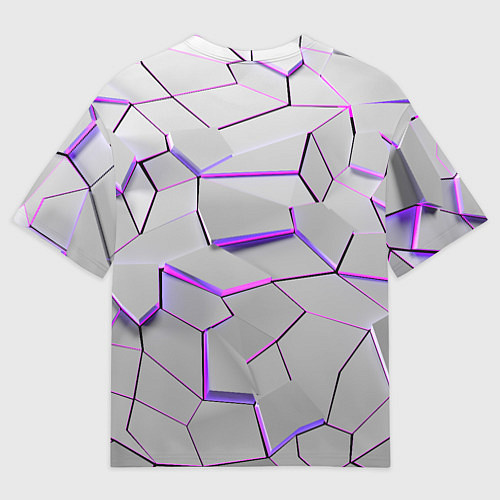 Мужская футболка оверсайз 3д плиты - белый неон / 3D-принт – фото 2