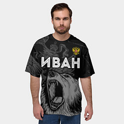 Футболка оверсайз мужская Иван Россия Медведь, цвет: 3D-принт — фото 2