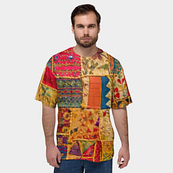Футболка оверсайз мужская Пэчворк Лоскутное одеяло Patchwork Quilt, цвет: 3D-принт — фото 2