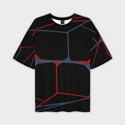Футболка оверсайз мужская Геометрические линии сине-красные, цвет: 3D-принт