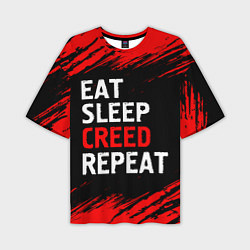 Мужская футболка оверсайз Eat Sleep Creed Repeat - Краски