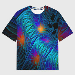 Футболка оверсайз мужская Neon pattern Неоновый паттерн, цвет: 3D-принт