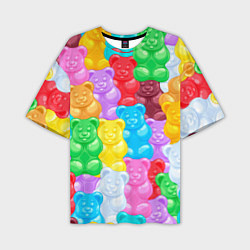 Мужская футболка оверсайз Мармеладные мишки разноцветные