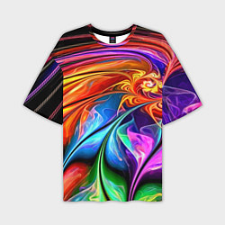 Мужская футболка оверсайз Красочный абстрактный цветочный паттерн Color abst