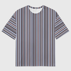 Мужская футболка оверсайз Розово-серый полосатый принт