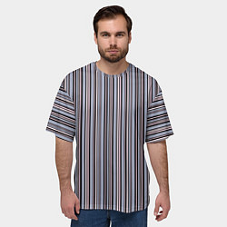 Футболка оверсайз мужская Розово-серый полосатый принт, цвет: 3D-принт — фото 2