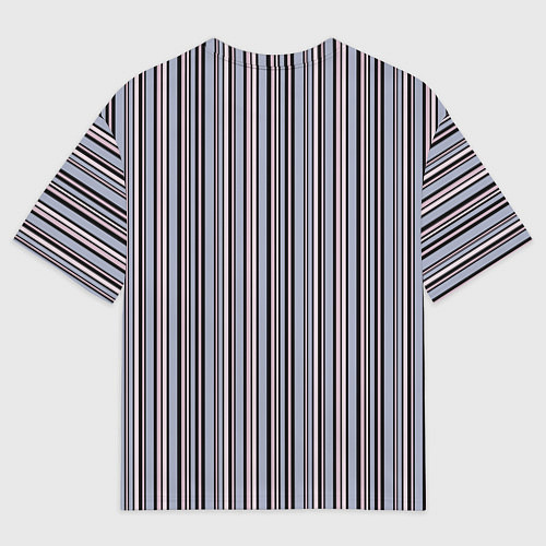 Мужская футболка оверсайз Розово-серый полосатый принт / 3D-принт – фото 2