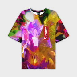 Мужская футболка оверсайз Красочный цветочный узор Лето Colorful Floral Patt