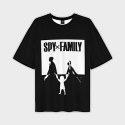 Футболка оверсайз мужская Spy x Family: Семья шпиона черно-белая, цвет: 3D-принт