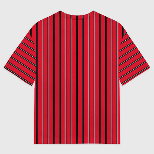 Мужская футболка оверсайз Красно-черный узор в полоску / 3D-принт – фото 2