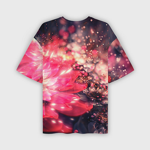 Мужская футболка оверсайз Нежные цветы и блестки / 3D-принт – фото 2