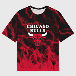 Футболка оверсайз мужская CHICAGO BULLS ЧИКАГО БУЛЛС МОЛНИИ, цвет: 3D-принт