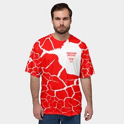 Футболка оверсайз мужская CHICAGO BULLS ЧИКАГО БУЛЛС ТРЕЩИНЫ, цвет: 3D-принт — фото 2