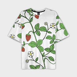 Мужская футболка оверсайз Цветы Земляники Лесной