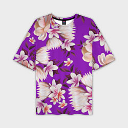 Мужская футболка оверсайз Цветы Фиолетовый Цветок