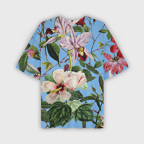 Мужская футболка оверсайз Цветы Сине-Цветочный Букет / 3D-принт – фото 2