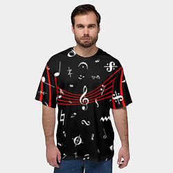 Футболка оверсайз мужская Нотные Знаки с Нотным Станом, цвет: 3D-принт — фото 2