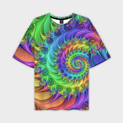 Мужская футболка оверсайз Красочная фрактальная спираль Узор Colorful fracta