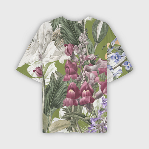 Мужская футболка оверсайз Цветы Ностальгический Весенний Узор / 3D-принт – фото 2