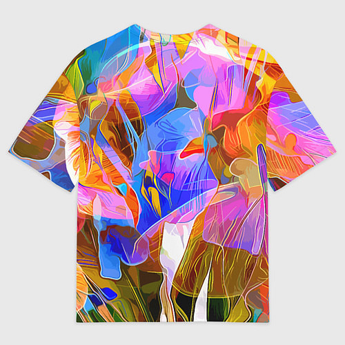 Мужская футболка оверсайз Красочный цветочный паттерн Лето Colorful floral p / 3D-принт – фото 2