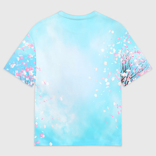 Мужская футболка оверсайз Милый поросенок с цветами / 3D-принт – фото 2