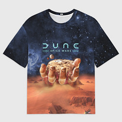Мужская футболка оверсайз Dune: Spice Wars песчаные дюны и рука с базой