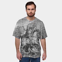 Футболка оверсайз мужская Альбрехт Дюрер Всадник побеждающий дракона Гравюра, цвет: 3D-принт — фото 2