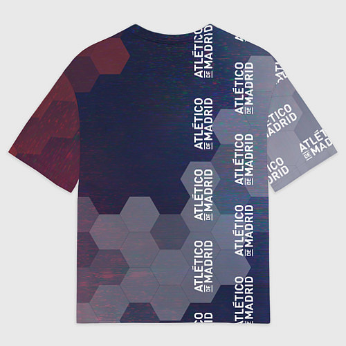 Мужская футболка оверсайз ATLETICO MADRID - Соты / 3D-принт – фото 2