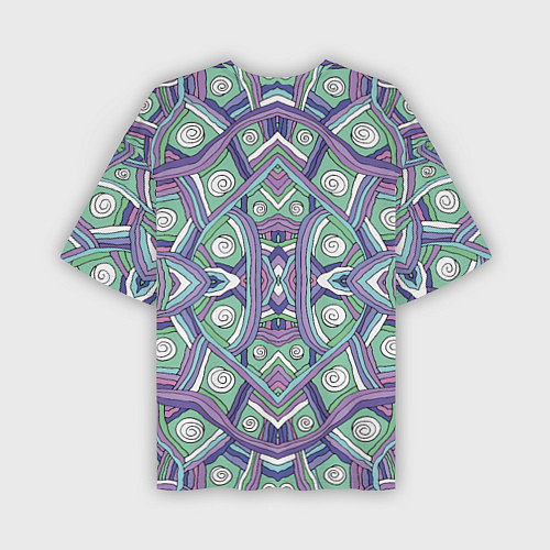 Мужская футболка оверсайз Абстрактный разноцветный принт в дудл стиле / 3D-принт – фото 2