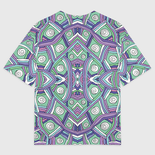 Мужская футболка оверсайз Абстрактный разноцветный принт в дудл стиле / 3D-принт – фото 2