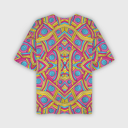 Мужская футболка оверсайз Разноцветный и яркий узор в дудл стиле / 3D-принт – фото 2