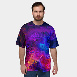 Футболка оверсайз мужская Цветные неоновые разводы на воде Авангард Colored, цвет: 3D-принт — фото 2