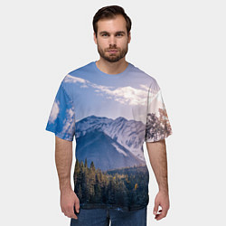 Футболка оверсайз мужская Горы Лес Солнце, цвет: 3D-принт — фото 2