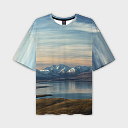 Мужская футболка оверсайз Горы озеро природа