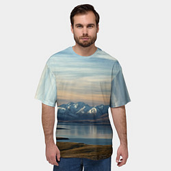 Футболка оверсайз мужская Горы озеро природа, цвет: 3D-принт — фото 2