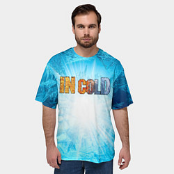Футболка оверсайз мужская IN COLD horizontal logo with blue ice, цвет: 3D-принт — фото 2