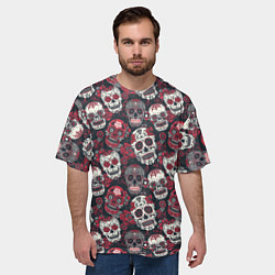 Футболка оверсайз мужская День мертвых Черепа Мексика, цвет: 3D-принт — фото 2