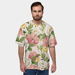 Футболка оверсайз мужская Цветы Английские Розы, цвет: 3D-принт — фото 2