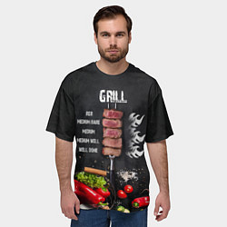Футболка оверсайз мужская Гриль - степени прожарки мяса, цвет: 3D-принт — фото 2