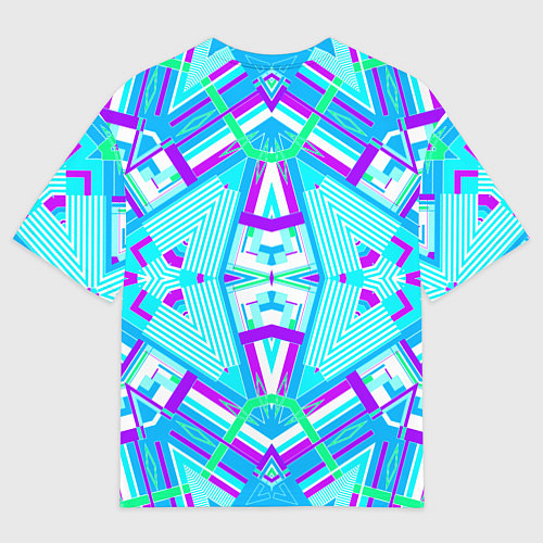 Мужская футболка оверсайз Геометрический орнамент в голубых тонах / 3D-принт – фото 2
