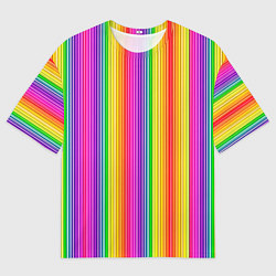 Футболка оверсайз мужская ЦВЕТНЫЕ РАДУЖНЫЕ ЛИНИИ, цвет: 3D-принт