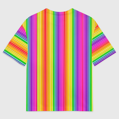 Мужская футболка оверсайз ЦВЕТНЫЕ РАДУЖНЫЕ ЛИНИИ / 3D-принт – фото 2