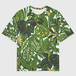 Футболка оверсайз мужская Зеленые Тропические Растения, цвет: 3D-принт