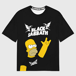 Мужская футболка оверсайз Black Sabbath Гомер Симпсон Simpsons