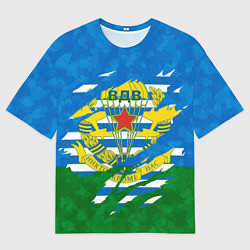 Футболка оверсайз мужская ВДВ РАЗОРВАННАЯ ТКАНЬ, цвет: 3D-принт