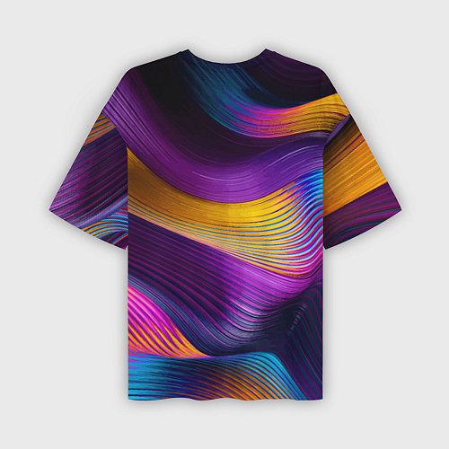 Мужская футболка оверсайз Абстрактная волновая композиция Неоновые полосы Ab / 3D-принт – фото 2