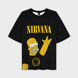 Футболка оверсайз мужская NIRVANA ГОМЕР СИМПСОН, SIMPSONS, цвет: 3D-принт